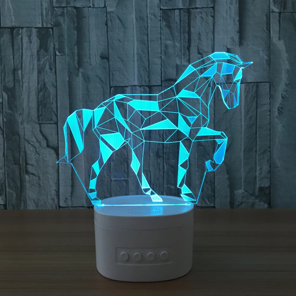 Novelty 3d Usb Led Lamp Bluetooth Speaker Music 3d Zebra Led Night