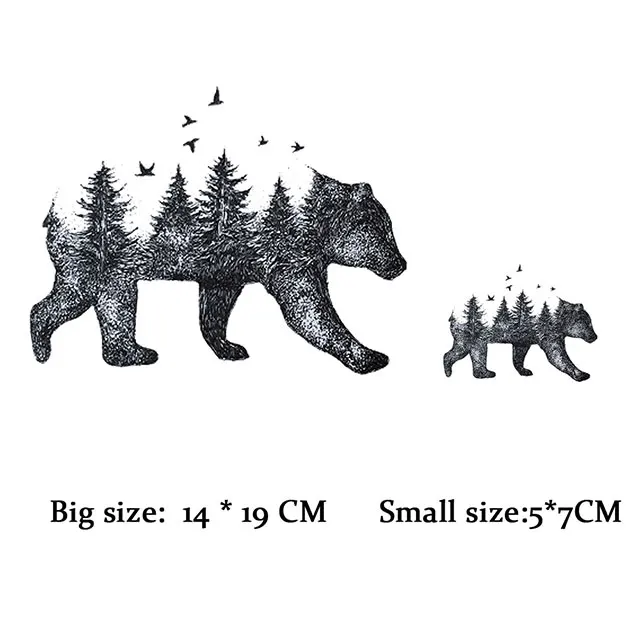 2 размера лесной медведь железо на уровне а патчи теплопередача пирография для DIY футболки сумки украшения Печать Аппликация значок