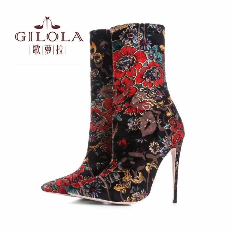 

GILOLA 12cm Super High Heels Women Boots Fashion Motorcycle Autumn Winter Platform Thin Heels Ankle Women Shoes Woman #Y0793253F