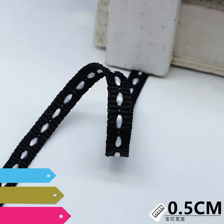 Новый 5 мм чистый цвет Перейти линии черный и белый печатных Grosgrain ленты DIY
