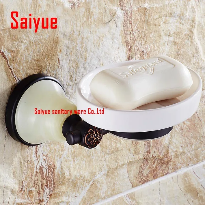 

Hot Sale Wholesale And Retail Promotion NEW Antique black Marble Soap Dish Holder Crystal Style Bathroom Wall Mounted jabonera