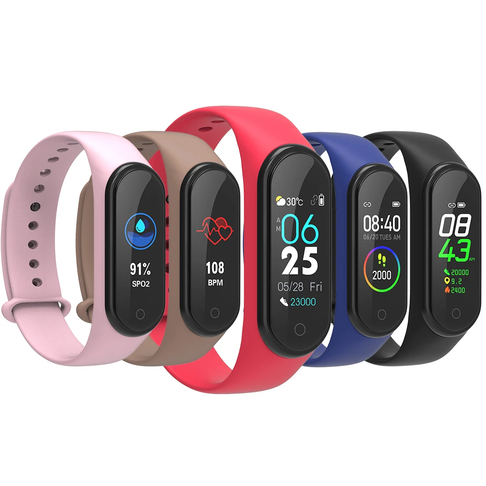

M4 Smart Band Fitness Bracelet Heart Rate Tracker Blood Pressure Color Screen Band PK Mi Band 4 Wristband Bluetooth Band