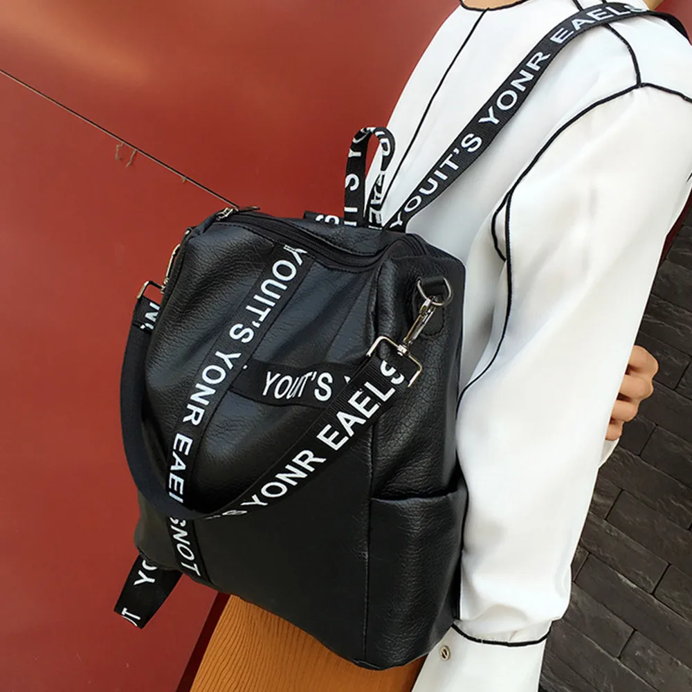 

CONEED Women's Preppy Style Letter Strap School Bag Travel Backpack Bag DROP SHIP ap27m30