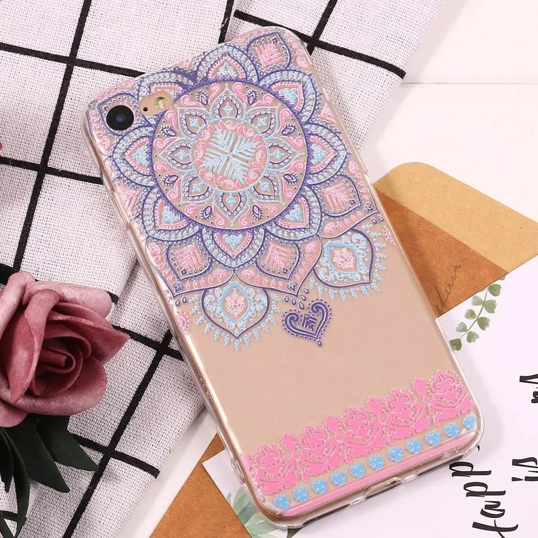 Soft Fashion Datura Flowers Print Back Phone 8 8plus X Case 3 Types 21g Slim Square Cover for iPhone |