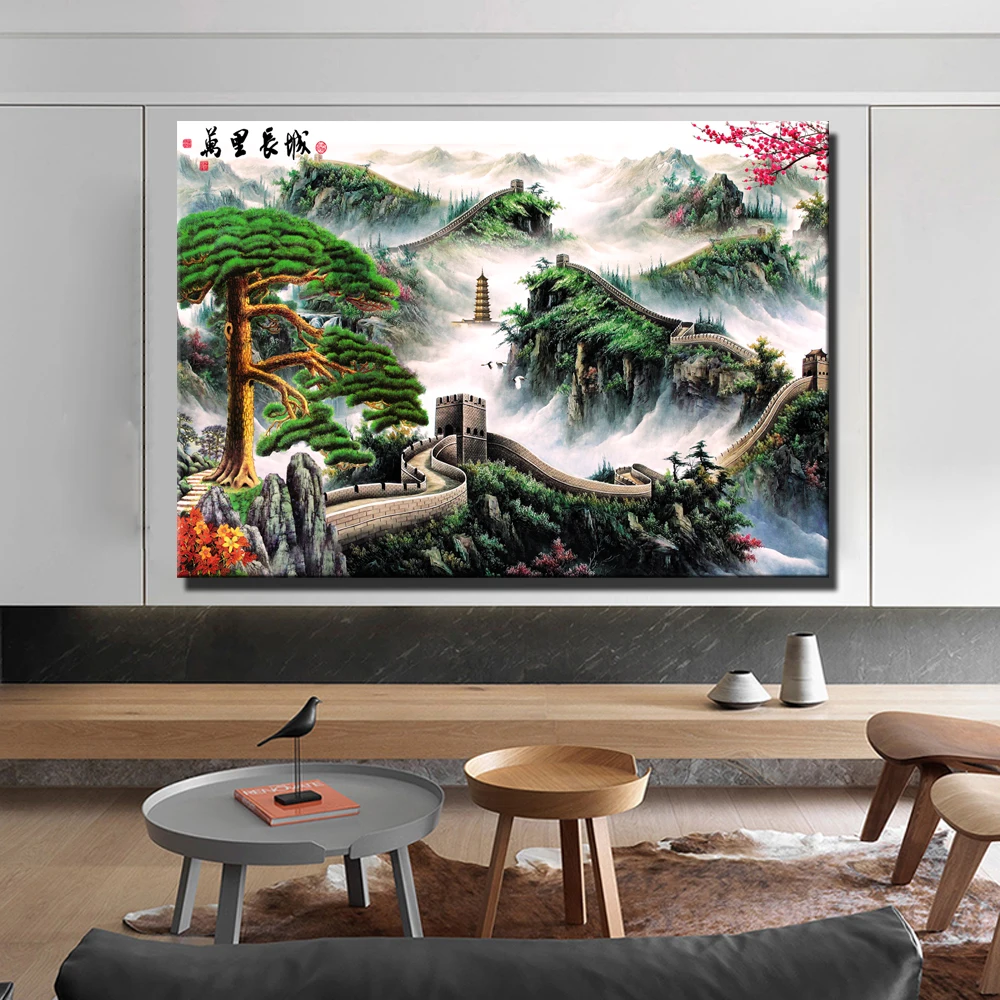

Chinese Greet Wall Canvas Paintings Chinese Style Landscape Worlds Famous Building Posters And Prints Cuadros Decor Picture