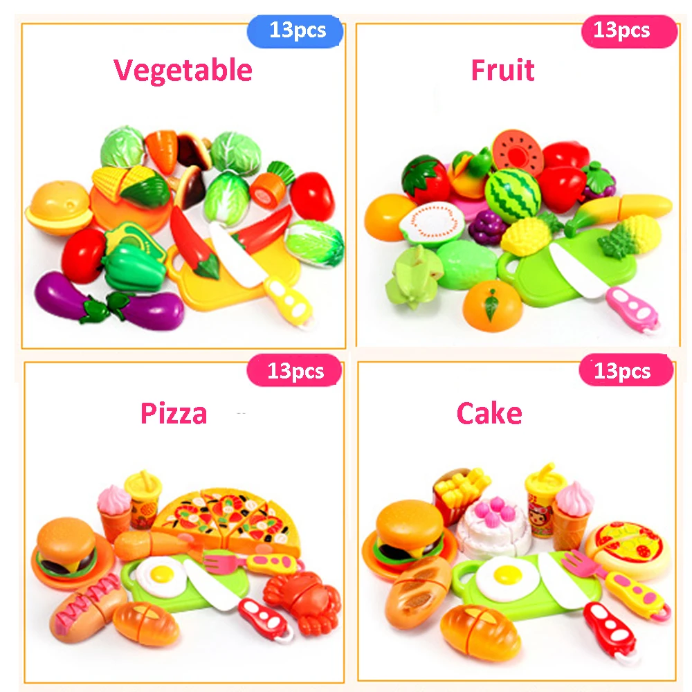 13 шт./компл. ролевых игр Кухня игрушки Еда фруктов, овощей, очистки кожуры игрушки Пластик миниатюрный Еда для куклы Подарки для детей