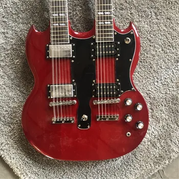 

Kaiyun Factory custom high quality 12 string +6 string double head electric guitar. Wine red.SG guitar.100% original pictures