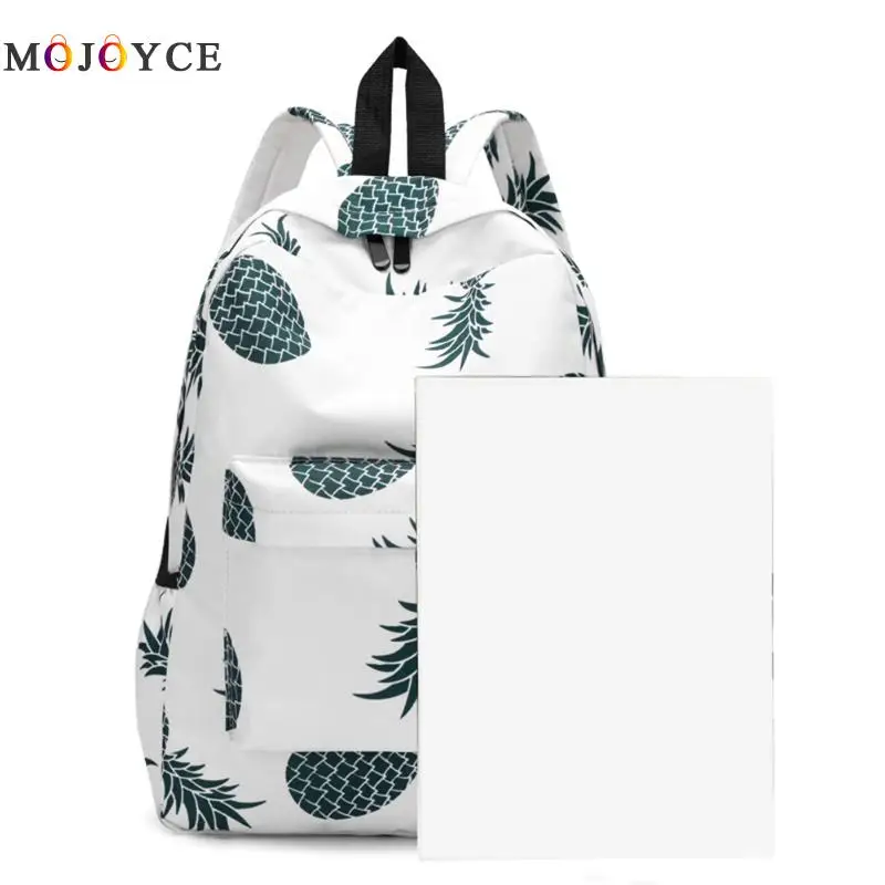 2018 Mochila con estampado de piña bonita para mujer, bolso con cremallera de viaje cuadrado suave, Mochila escolar para adolescentes