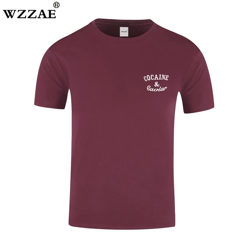 WZZAE 2018 Новая брендовая одежда кокаина Икра Для мужчин хлопковая футболка с короткими рукавами Новая модная Дизайн Для Мужчин's Повседневное