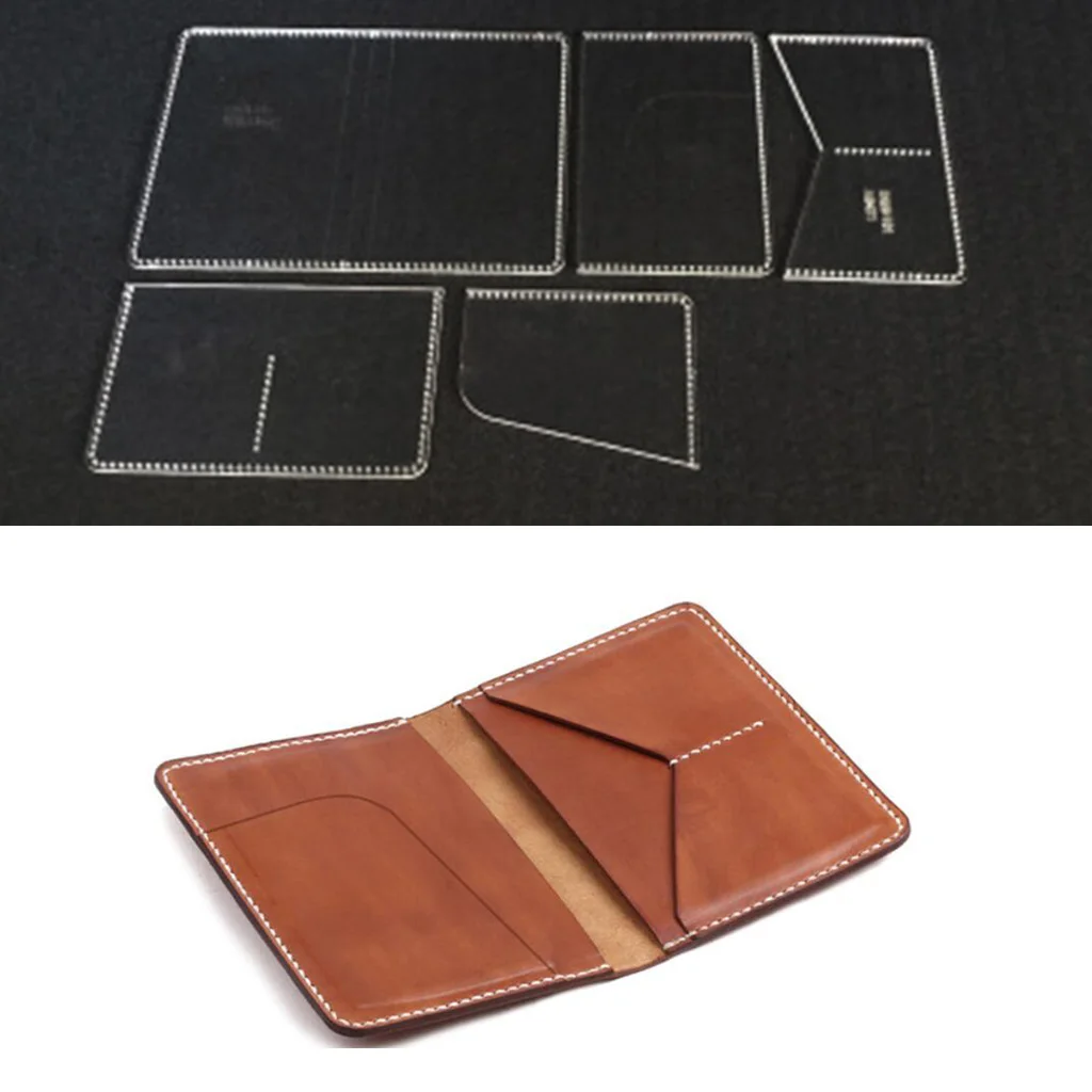 5 Pieces Leather Craft Card Holder Card Protector Pattern Transparent Acrylic Template Stencils