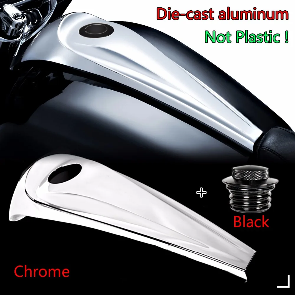 

Алюминиевая хромированная гладкая крышка топливной консоли и черная крышка бензобака для Harley 2008-2017 Touring Electra Street Glide Road моделей