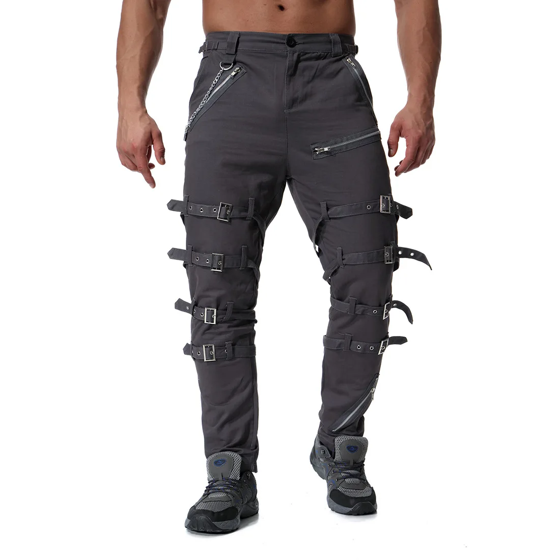 Брюки мужские 2019 новые модные тренды мужские индивидуальные металлические украшения свободные мужские повседневные брюки