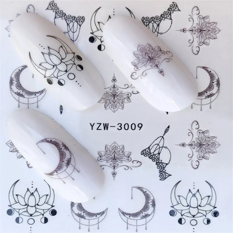 WUF 1 шт. Горячая наклейка для ногтей с черной бабочкой/пауком для красоты водная переводная штамповка для маникюра - Цвет: YZW-3009