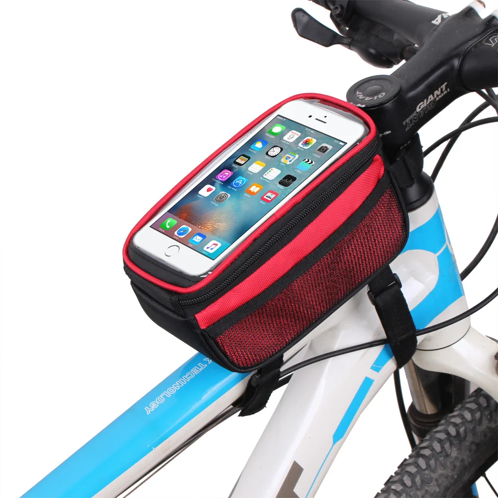 Cheap Bicycle Bag phone Bike Bags Rainproof Touch Screen Bags MTB Frame Front Tube Road 5.0-5.7 inch Phone Bag Cycling Equipment 5