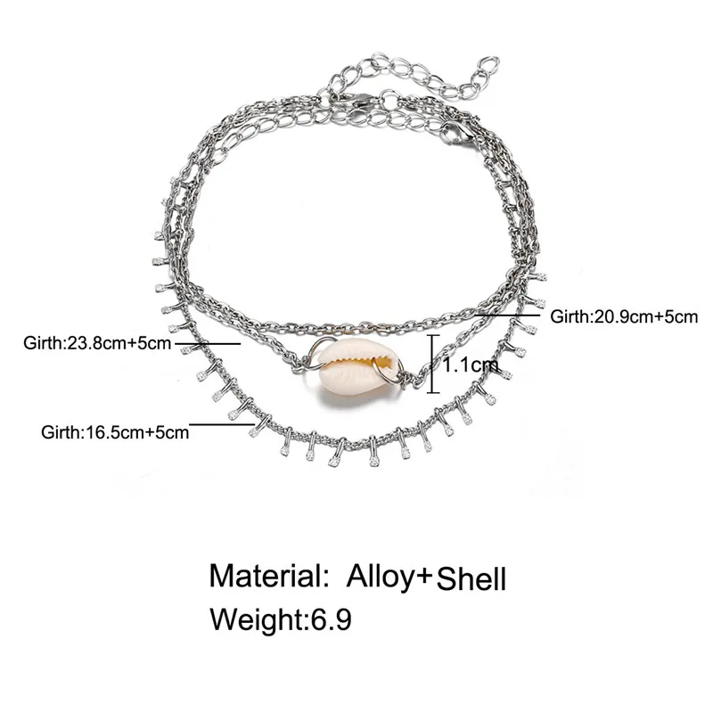 Женский браслет на ногу Mostyle BOHO Shell, серебряный цвет, винтажный многослойный амулет, ножной браслет на ногу, богемное ювелирное изделие