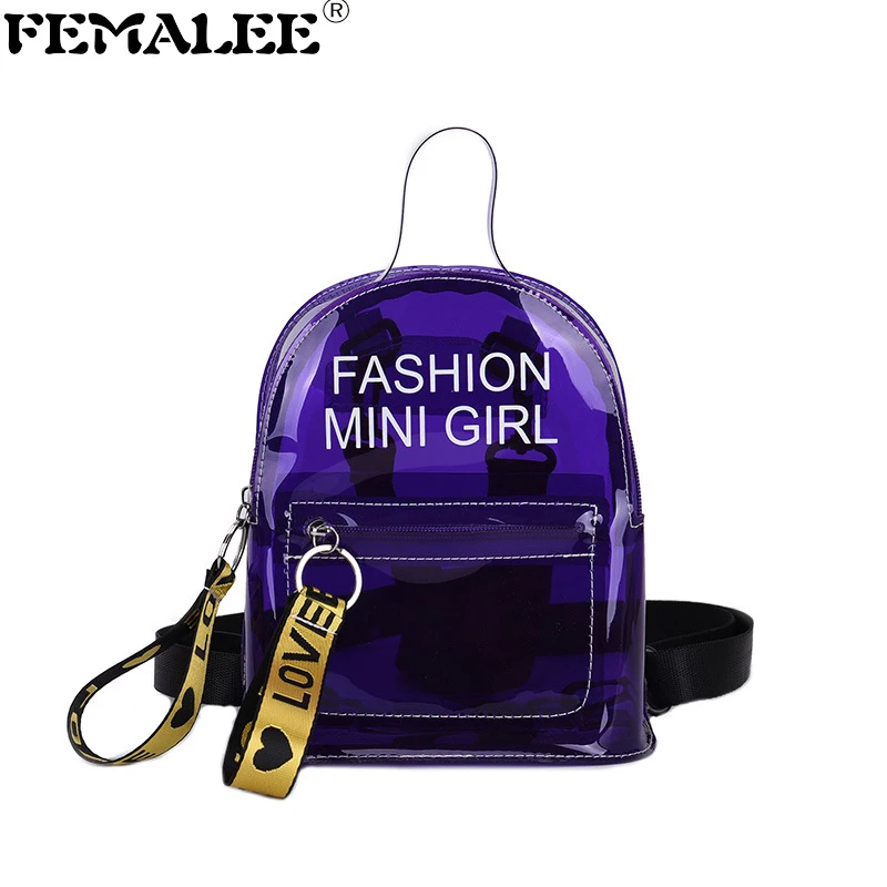 

PVC Laser 2019 New Women Knapsack Jelly Phone Bag Backpacks Female Clear Mini School Rucksack Transparent Girls Travel Mujer
