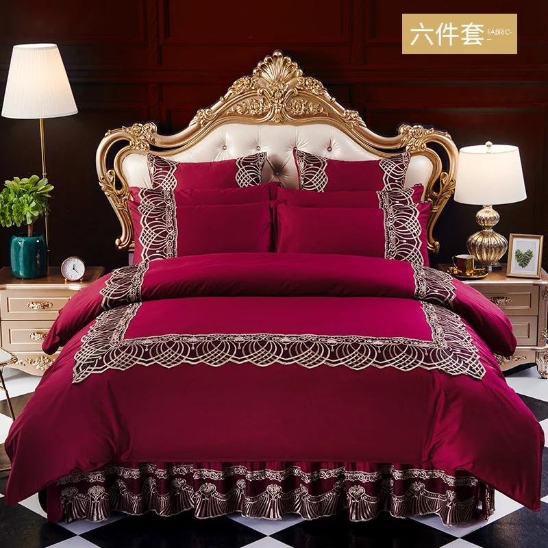 4Pcs Whole cotton Embroidery style luxury bedding sets queen king size