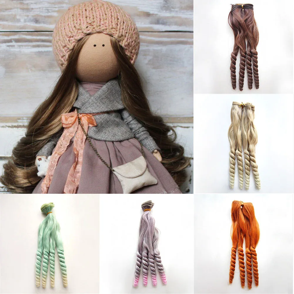 

BJD/SD/Blyth/American Wigs Accessories 1pc 20*100cm Synthetic Fiber Curly Natural Color Hair Extensions for Dolls DIY Doll Hairs