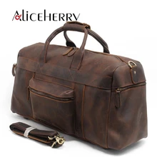 Мужская Дорожная сумка из натуральной кожи, повседневная вместительная Водонепроницаемая винтажная спортивная сумка