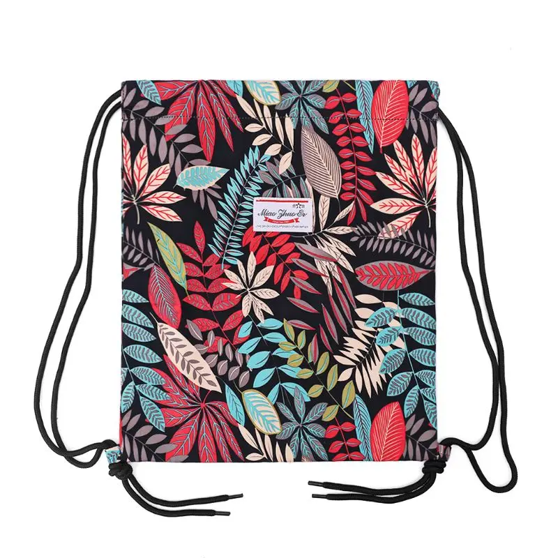 

Drawstring Bag Floral Leaf Rucksacks Cinch Sack Gym Sackpack Book Bags for Hiking Yoga Gym Swimming Travel Bag