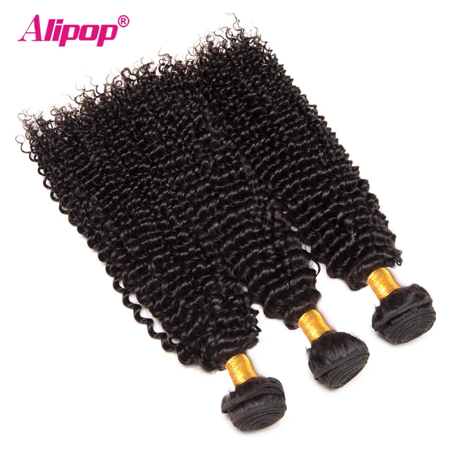 3 Bundles Afro Kinky Curly Weave Human Hair Bundles Malaysian Hair Bundles Remy Hair Extensions 10-28 ALIPOP Natural Color (4)