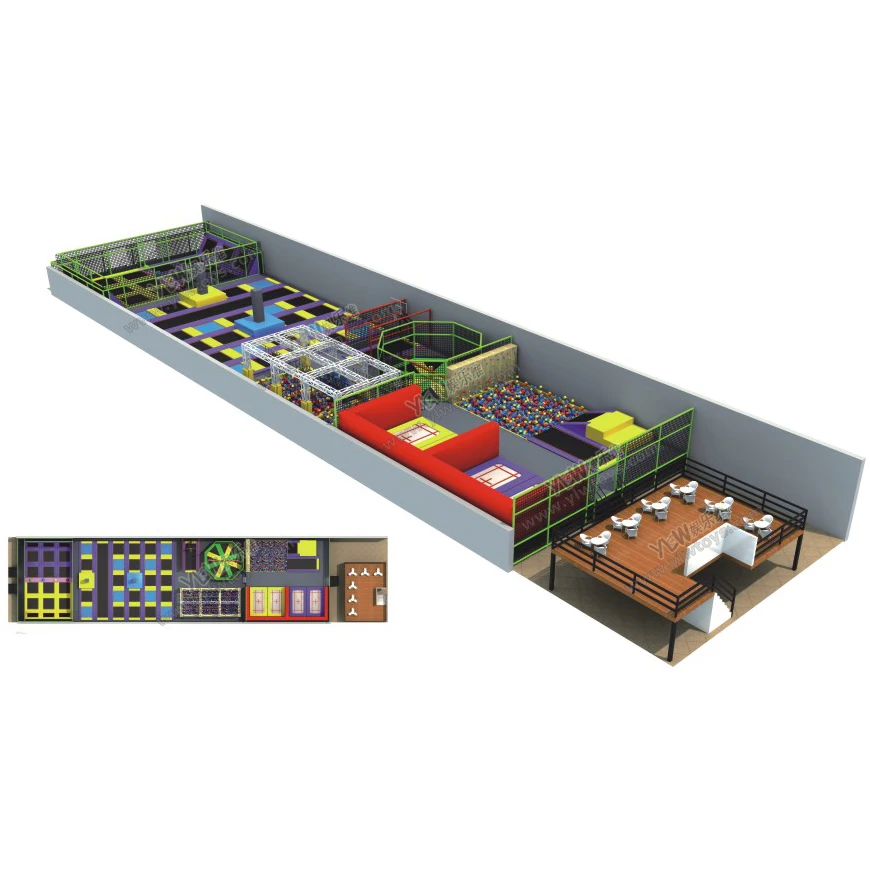 

commercial trampolines park with many games like ninja course newest trampoline playground park YLW-BT180320