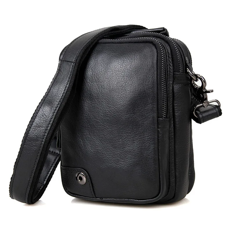 

Nesitu New High Quality Black Genuine Leather Small Men Messenger Bags Male Bag For Mini ipad Real Skin Men's Shoulder Bag M1007