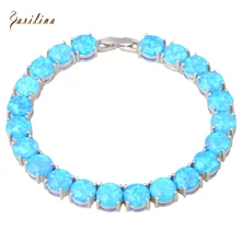 Glam Luxe Misterioso Azul del Ópalo de Fuego de Plata Pulseras y brazaletes para las niñas adolescentes pulseiras femininas 19.5 cm 7.67 pulgadas B467