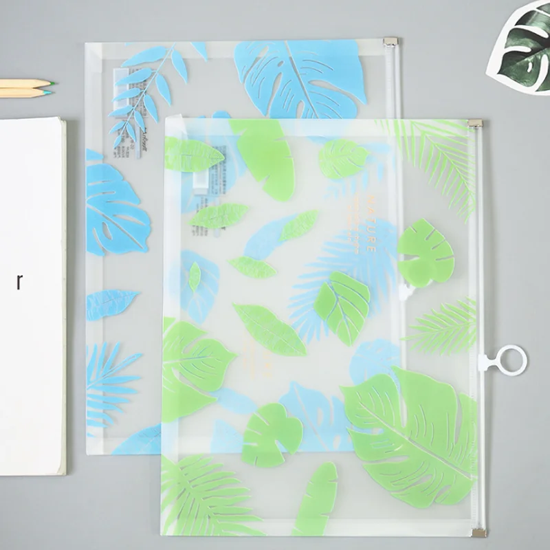 

1 Pcs Simple Plant Leaves A4 File Bag Folder Document Bag PVC File Folder Stationery Filing Productions