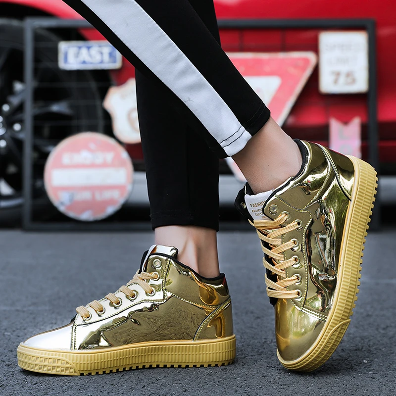 

CNFIIA Unisex Mens Shoes Casual Large Size 45 46 47 Sneakers Loves Black Golden Footwear Brand Fashion Shoes 2018 Autumn Man