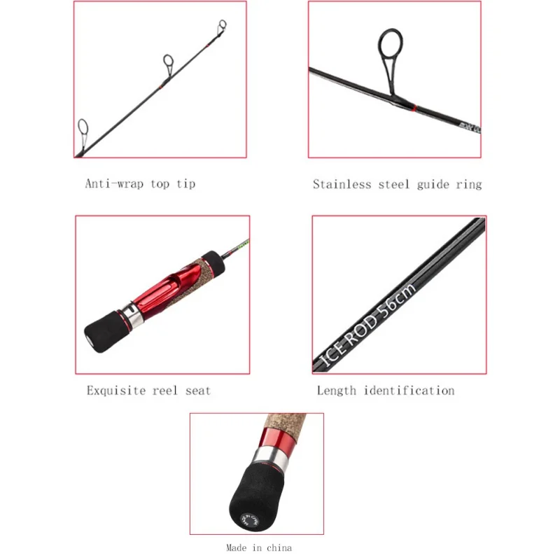 1 قطعة 42 سنتيمتر/56 سنتيمتر الشتاء الكربون الصيد قضبان الجليد الصيد قضبان أو الصيد بكرات لاختيار قضيب كومبو الصيد قضيب مسبوك معالجة