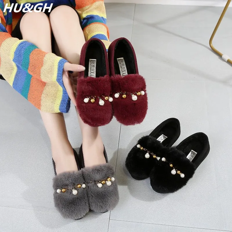 

New Women Chain Beads Snow Boots Fashion Soft Bottom Comfortable Warm Cotton Shoes Female Non-slip Keep Warm Cotton Boots 35-40