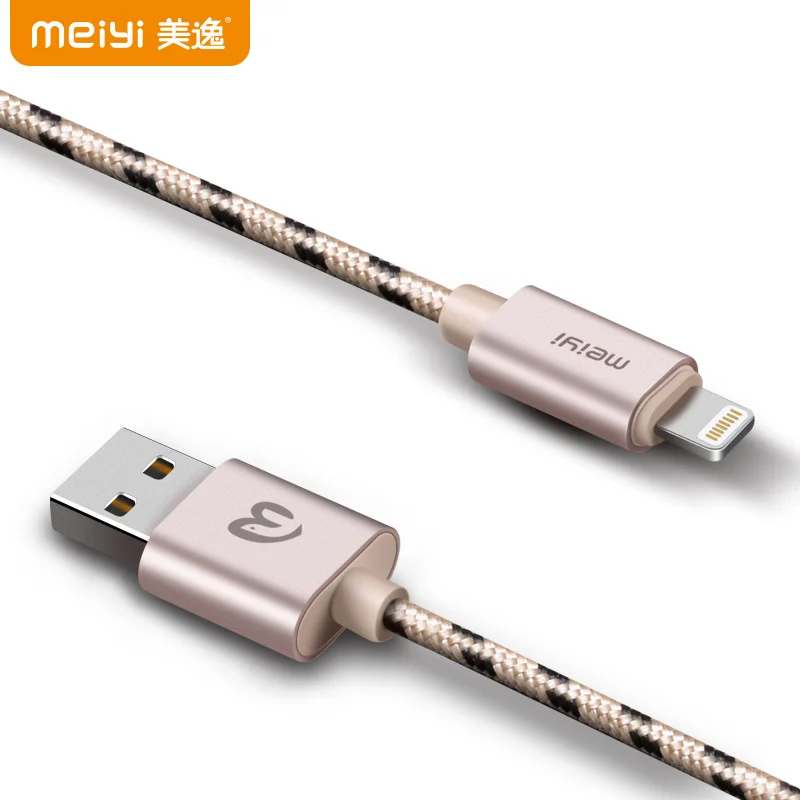 Металлический usb-кабель MEIYI M15 0,5 м с цветной нейлоновой оплеткой для iPhone 8, 7, 6, 6s Plus, 5S, 5, iPad mini, подходит для IOS 10, 9, 8-контактный кабель