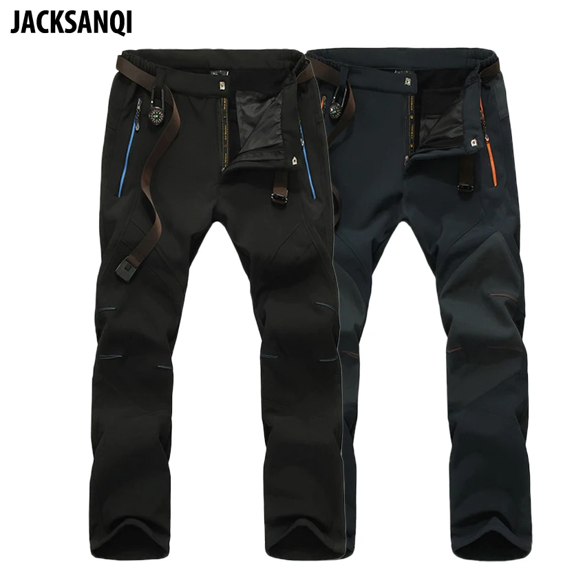 Comprar JACKSANQI pantalones de hombre invierno Softshell pantalones de lana para deportes al aire libre esquí impermeable Trekking senderismo Camping pantalones masculinos RA031