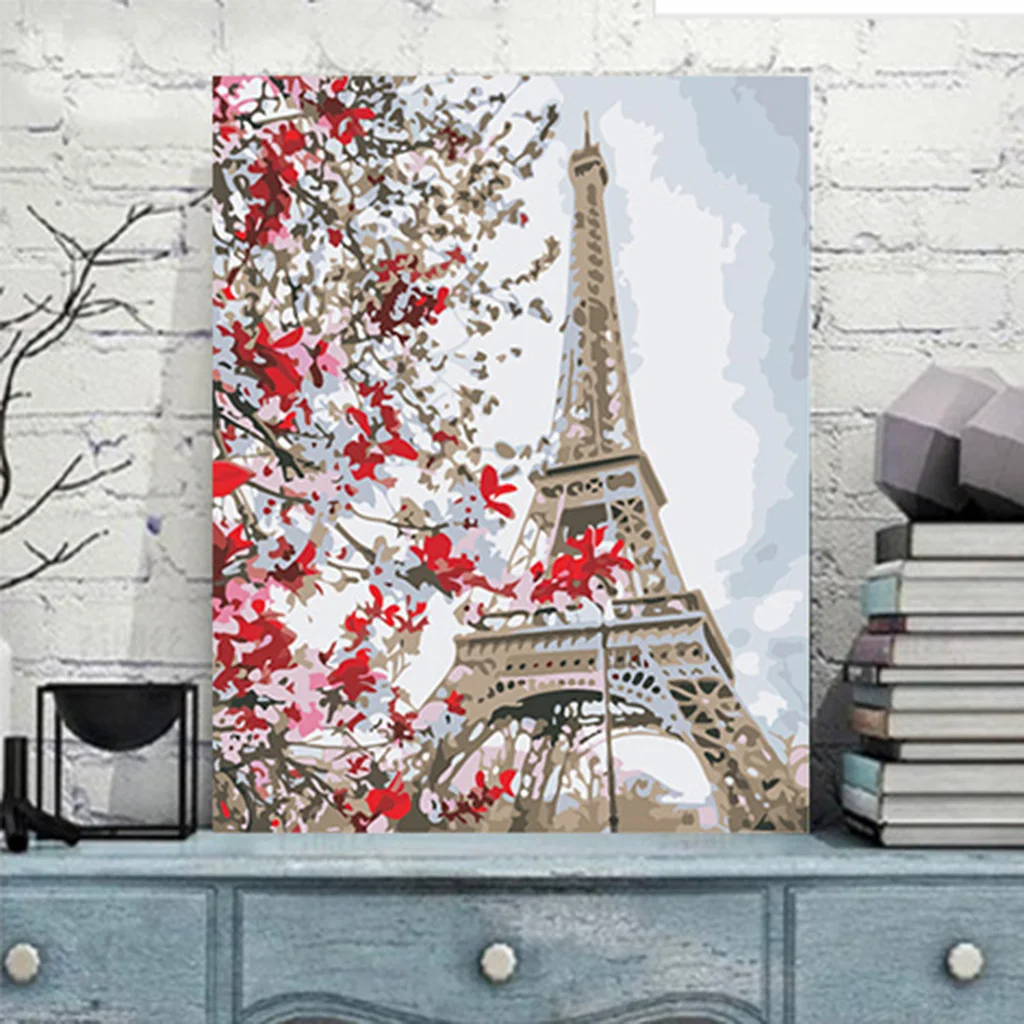 

DIY Eiffel Tower Paint By Number Kit Oil Painting On Canvas Art Home Decoration