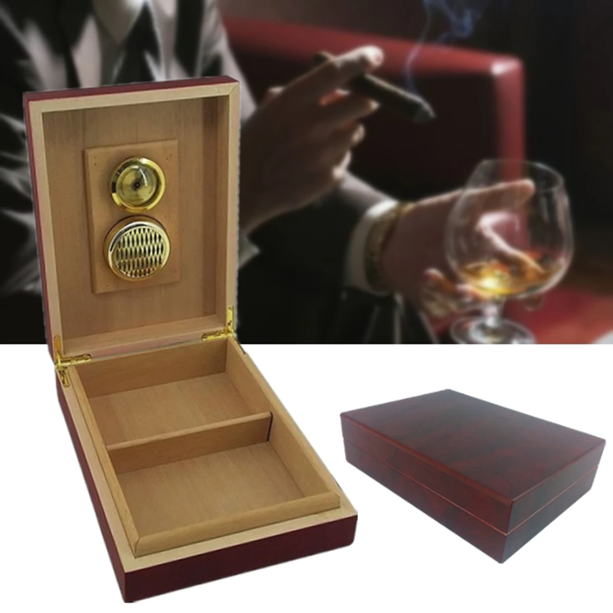 Buy Luxury Wooden Cigars Box Humidor Case Storage