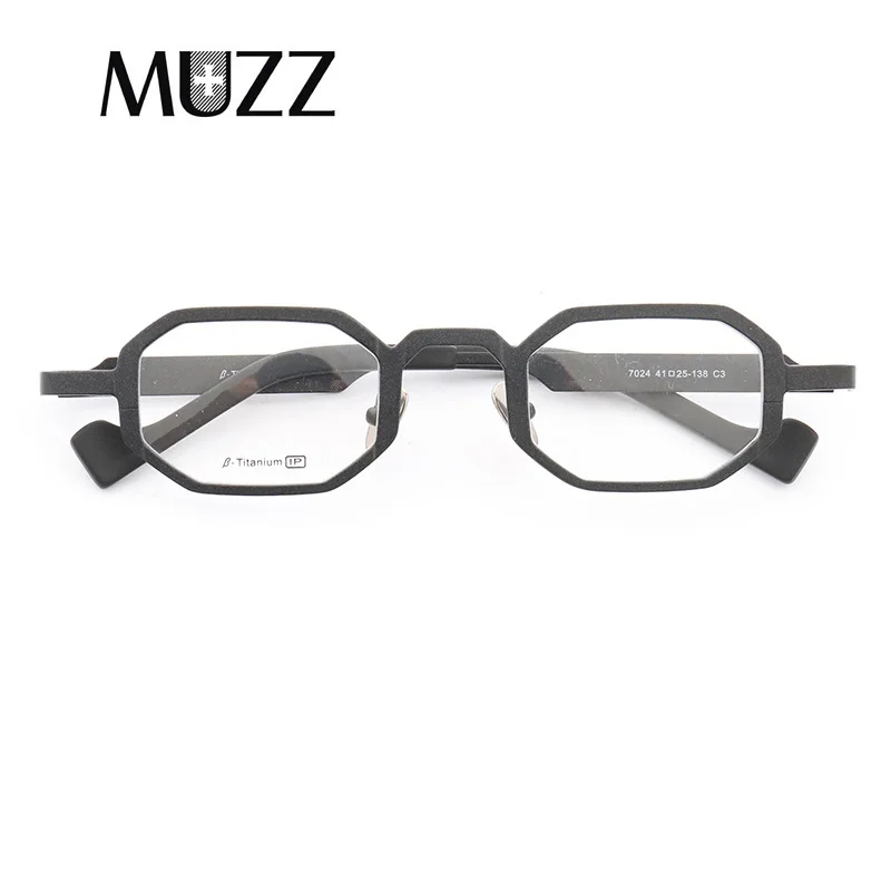 MUZZ супер светильник, оправа из чистого титана, очки для мужчин, оптическая маленькая Геометрическая оправа, полная оправа, близорукость, рецепт, прозрачные линзы, wome - Цвет оправы: Серый
