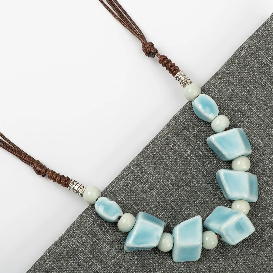 Геометрическая форма керамические богемные бусы ожерелье кулон винтажные ожерелья Классический стиль ювелирные изделия# FY572