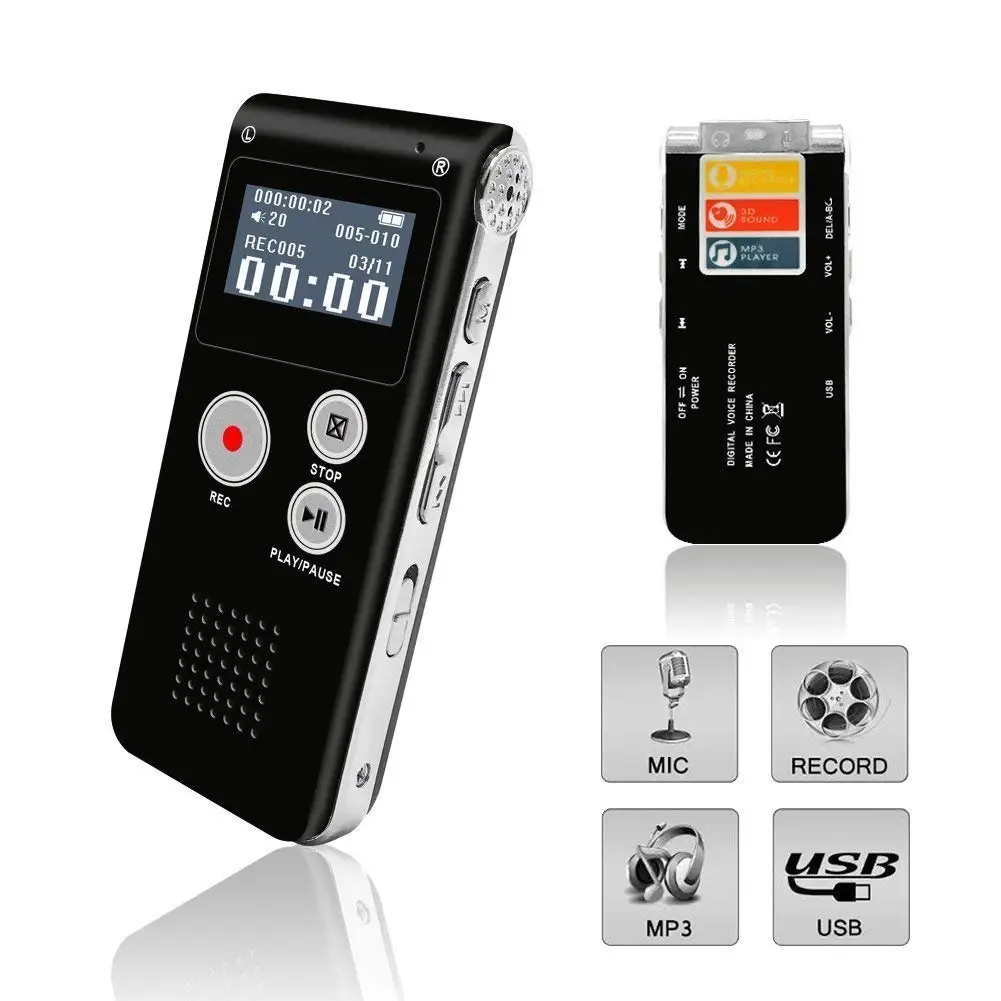 Mini Digital Voice Music Recorder 8GB Pen Rechargeable Dictaphone