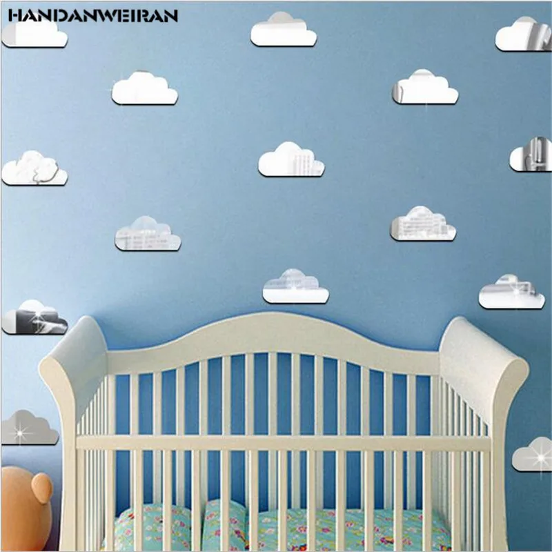 

10PCS Acrylic Cloud 3D Mirror Stickers Home Decor Room Decoration Wall Sticker Self-adhesive Stickers For Kids Room On The Wall