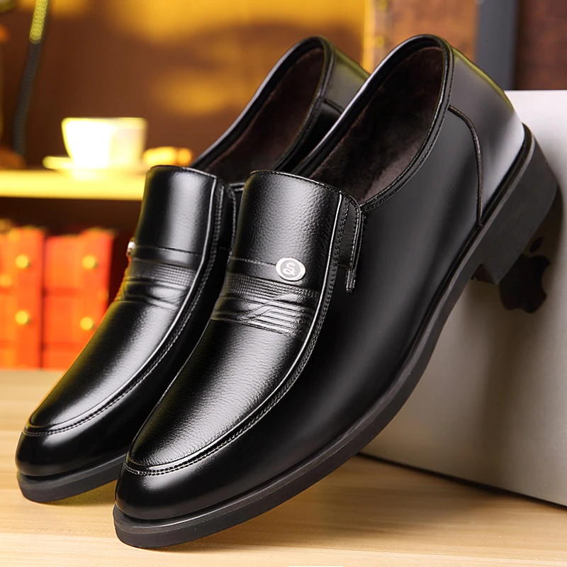 black genuine leather shoes mens