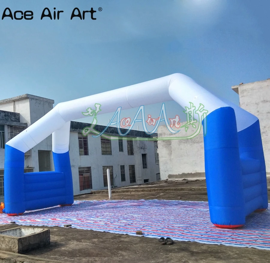 

8 m W free standing Elegant Design blue white game arch inflatable start finish line archway,advertising entrance gate for auto