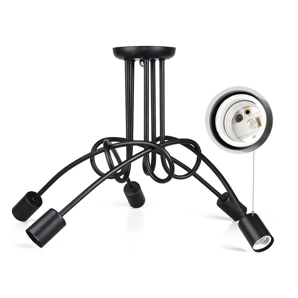 

Hot Vintage Industrial Loft Chandelier Ceiling Lamp With 5 Lights (Black)