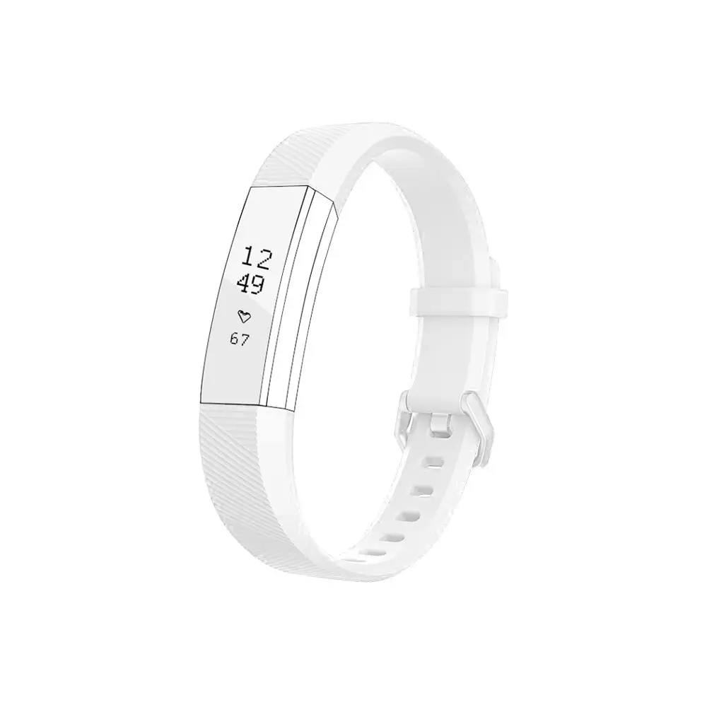 Белый Ремешок Для Fitbit Alta HR и Alta с металлической застежкой, силиконовый сменный Ремешок Для Fitbit Alta HR/Alta 10 однотонных цветов - Цвет: Белый