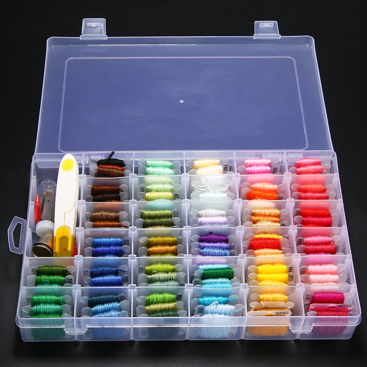 

1 Set 100 Colors Embroidery Floss Cotton Thread DMC Colors Cross Stitch Craft Kit With Threader Needles Storage Box Scissors