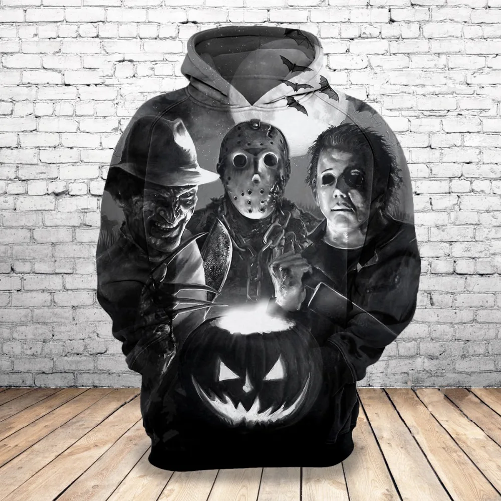 

2019 New Sweatshirt Customize Halloween Horror Movie 3D Printed Hoodies Unique Pullovers Tops Men Clothing Drop Shipping
