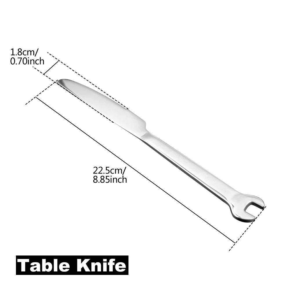 Нержавеющая сталь творческий в форме гаечного ключа вилка, ложка, посуда S чай k нож ужин фрукты десерт длинные вилки чайная ложка Пикник Кемпинг - Цвет: Table Knife