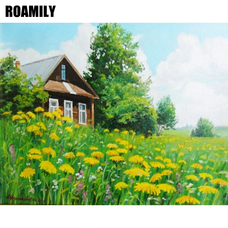 

ROAMILY,Cross Stitch Diamond,Scenic,Nature,Diamond Painting,Picture By Rhinestones,Diamond Painting Plein