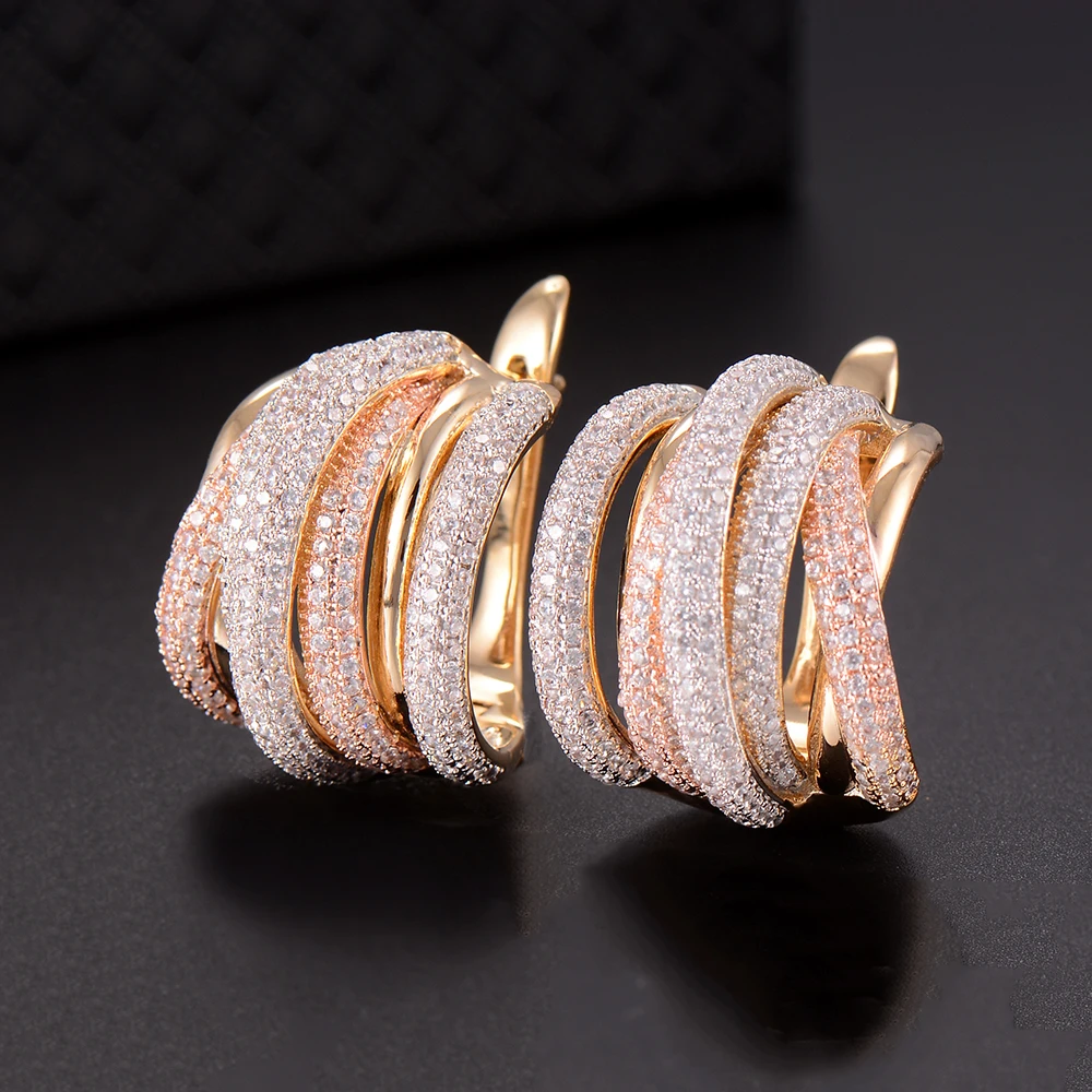 

missvikki Fashion Bridal Jewelry Full Austrian crystal Hoop Earrings Prevent allergy Accessories For Professional women's Ladies