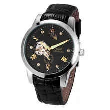 Райские горячие 1 шт мужские высококачественные PU Кожаный ремешок Скелет Механические наручные водонепроницаемые часы оптом July22